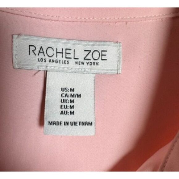 Rachel Zoe Women’s Blouse Size Medium shell Pink Button Front Long Sleeve Shirt - Picture 4 of 7